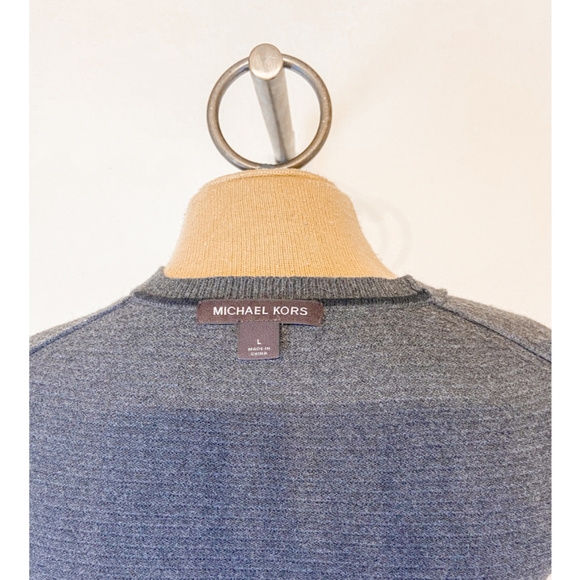 Michael Kors Grey Cotton Blend Long Sleeve Mid- Weight Knit Crew Neck Sweater, L - Picture 7 of 7